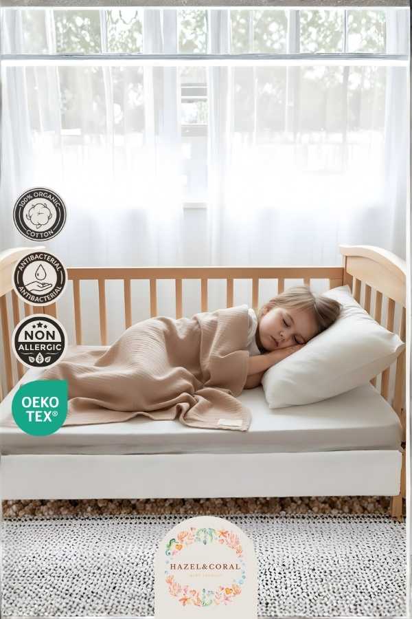 2 Katlı Müslin Bebek Örtüsü & Battaniyesi Bej