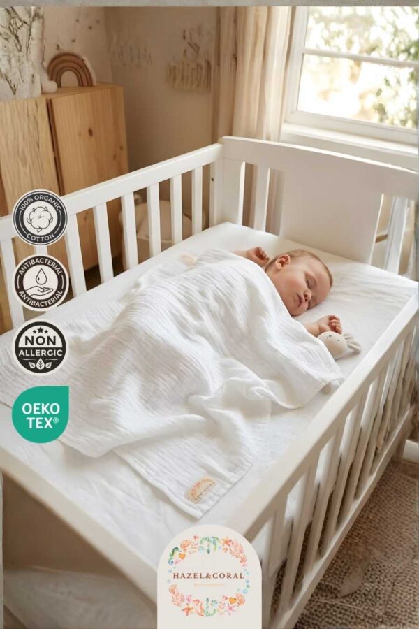 2 Katlı Müslin Bebek Örtüsü Beyaz