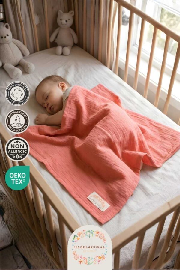 2 Katlı Müslin Bebek Örtüsü Kiremit Rengi