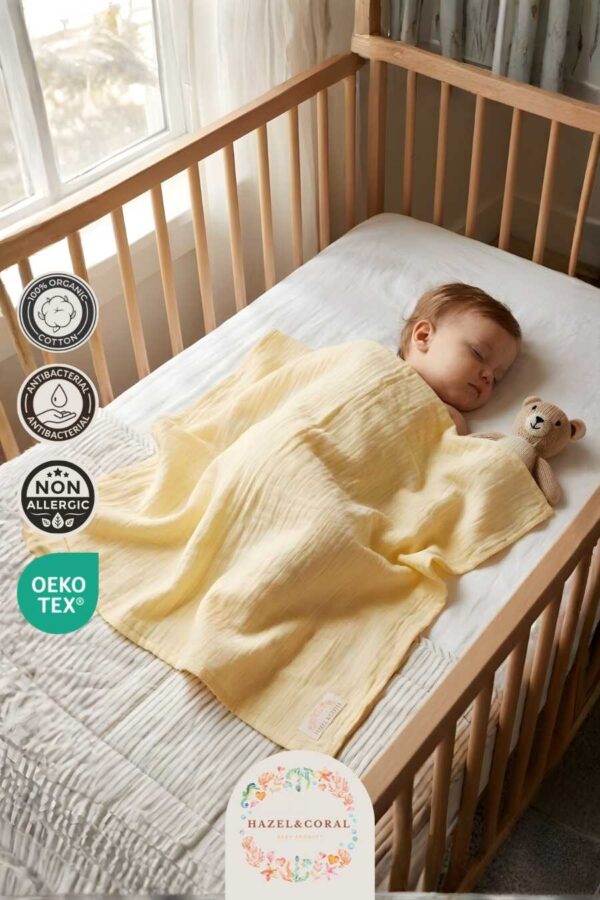 2 Katlı Müslin Bebek Örtüsü Sarı