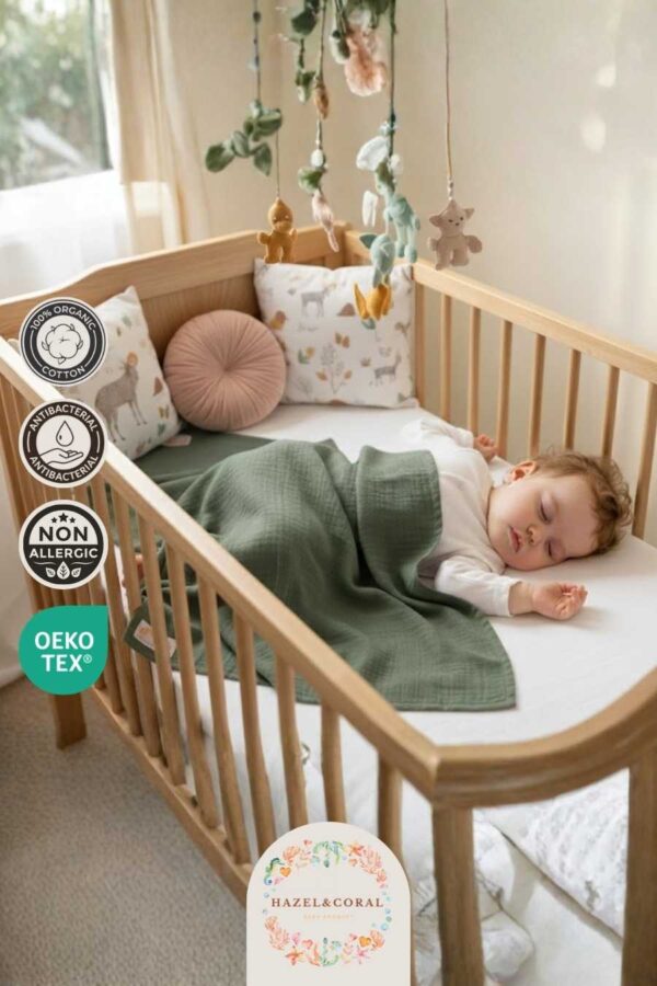 2 Katlı Müslin Bebek Örtüsü Zümrüt Yeşili