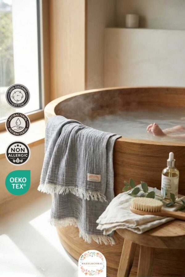 3 Katlı Müslin Bebek Havlusu Gri