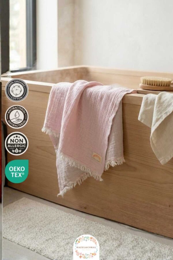 3 Katlı Müslin Bebek Havlusu Gül Kurusu