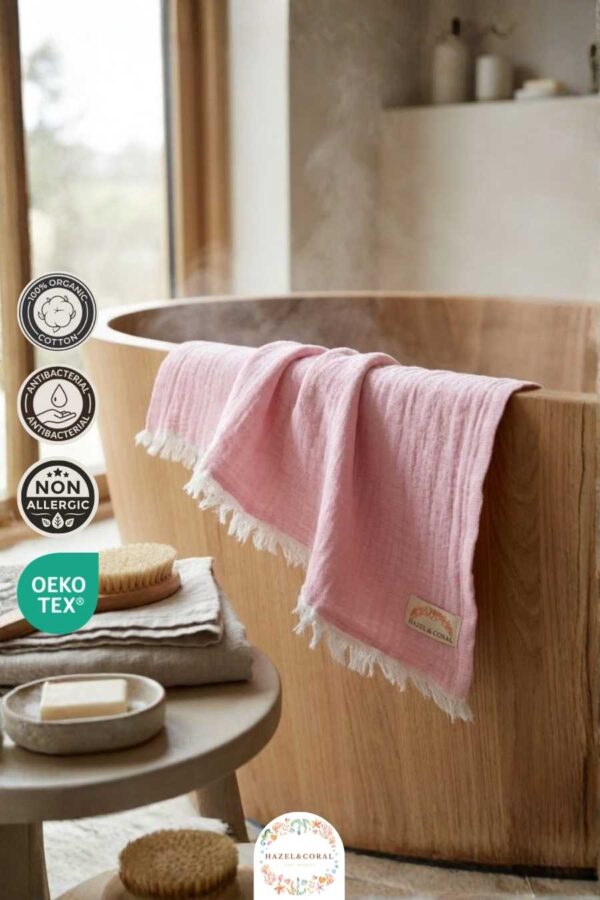 3 Katlı Müslin Bebek Havlusu Pembe