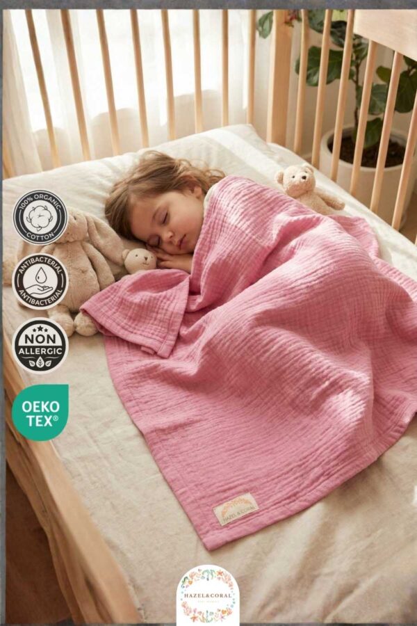 4 Katlı Müslin Battaniyesi Gül Kurusu