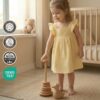 Çift Katlı Müslin Fırfırlı Kız Çocuk Elbisesi