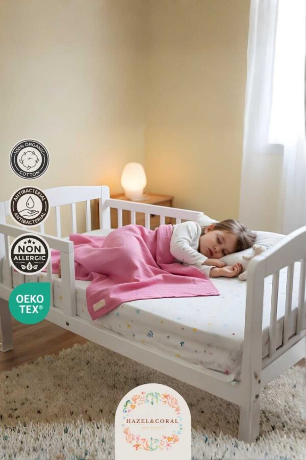 2 Katlı Müslin Bebek Örtüsü Gül Kurusu