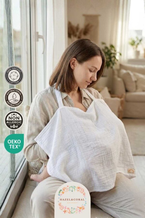 Müslin Emzirme Önlüğü Beyaz