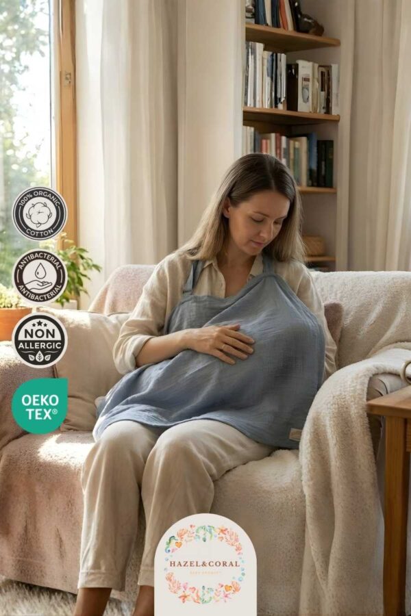 Müslin Emzirme Önlüğü Indigo Mavisi