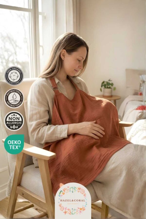 Müslin Emzirme Önlüğü Kahverengi