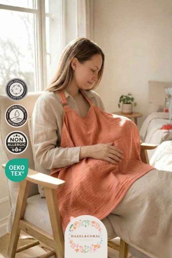 Müslin Emzirme Önlüğü Kiremit Rengi