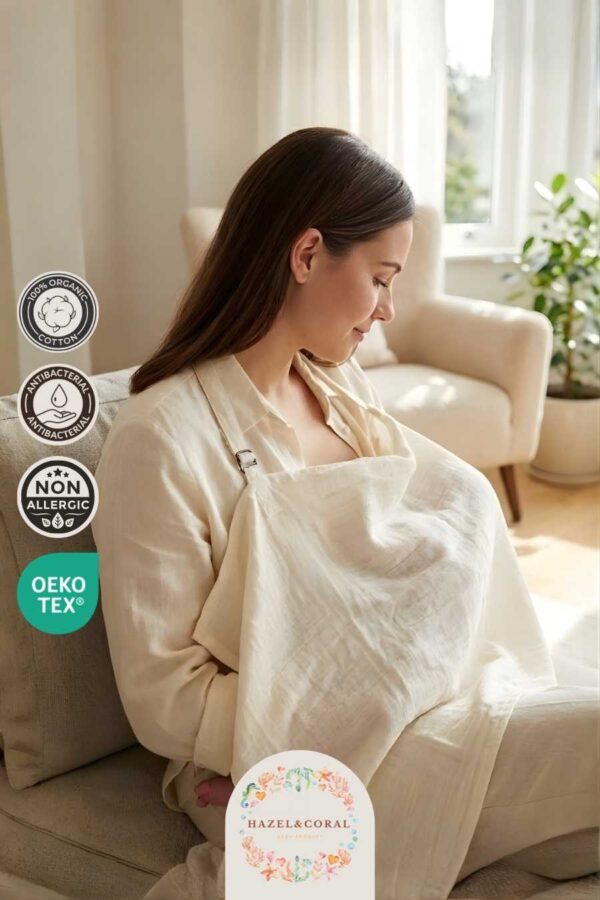 Müslin Emzirme Önlüğü Krem