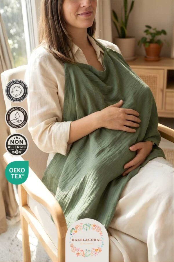 Müslin Emzirme Önlüğü Zümrüt Yeşili